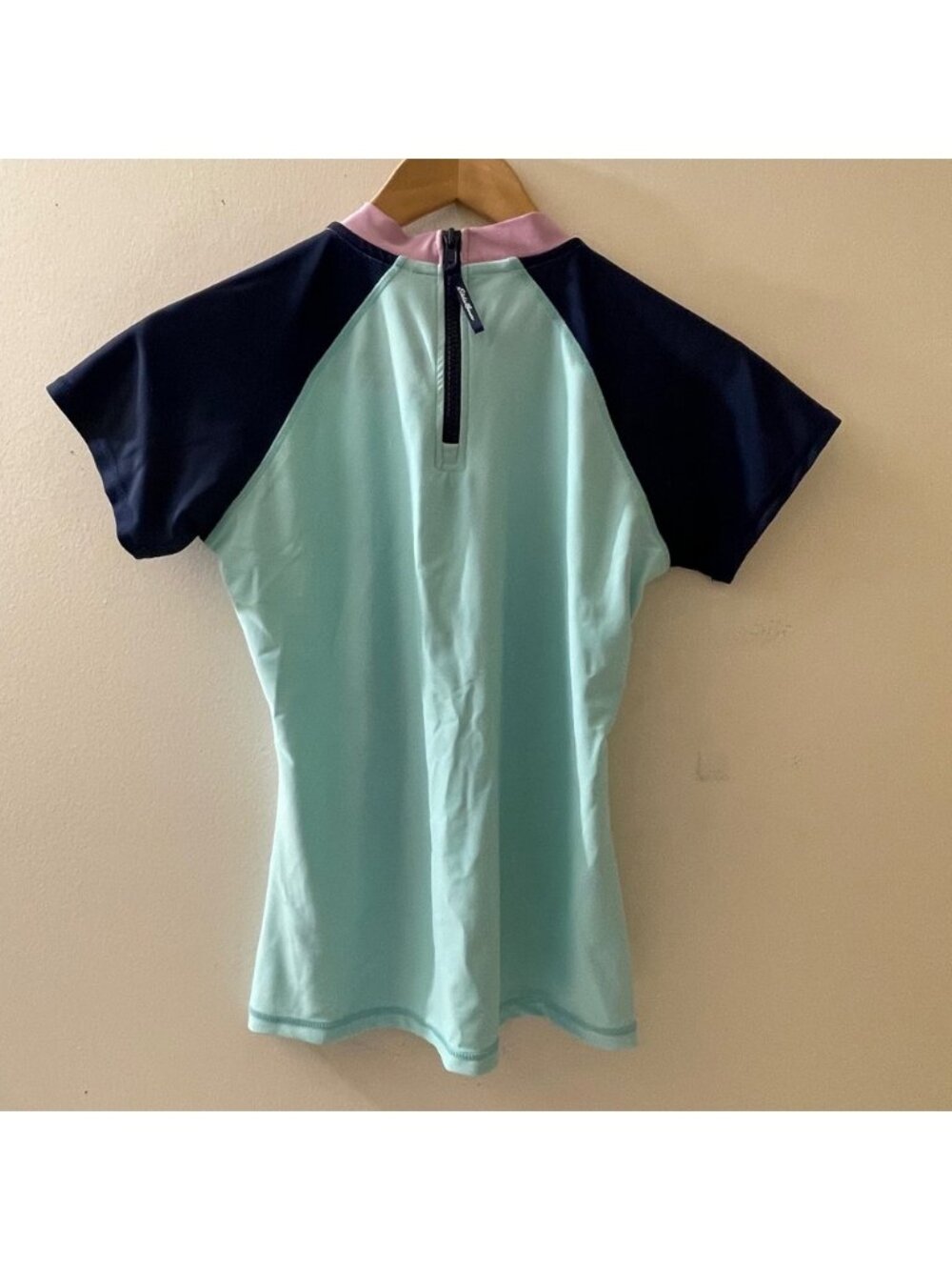 Eddie Bauer Kids L (14/16) Rash Guard Swim Shirt Short Sleeve Aqua Blue‎